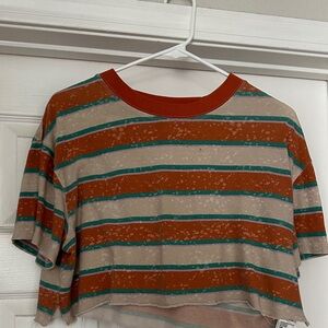 Urban Outfitters Striped Crop Top - Red, Teal, Beige